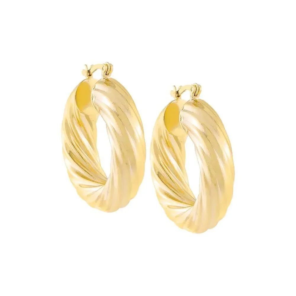 Adinas Jewels 18k Gold Plated Chunky Swirl Hoop Earrings New